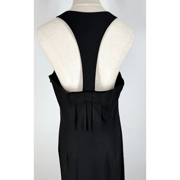 Lennie New York Dress Linen Blend Black Lined Size 12 V-neck Back Bow Cocktail - Picture 6 of 12